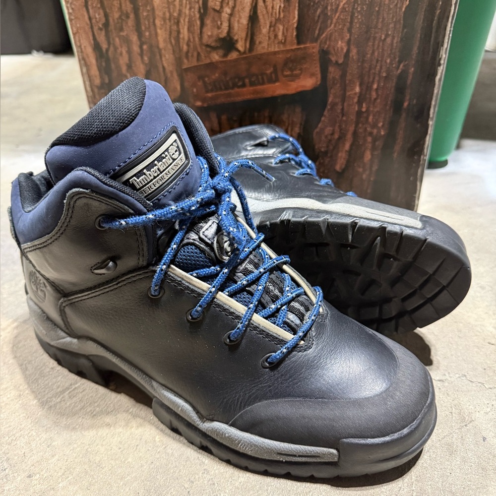 Timberland Leather Performance Hiking Boots Black/Blue Men’s Size: 11M - 62042